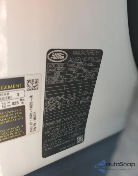 2019 Land Rover Range Rover Sport Hst from USA, damaged, VIN SALWS2SU1KA866571